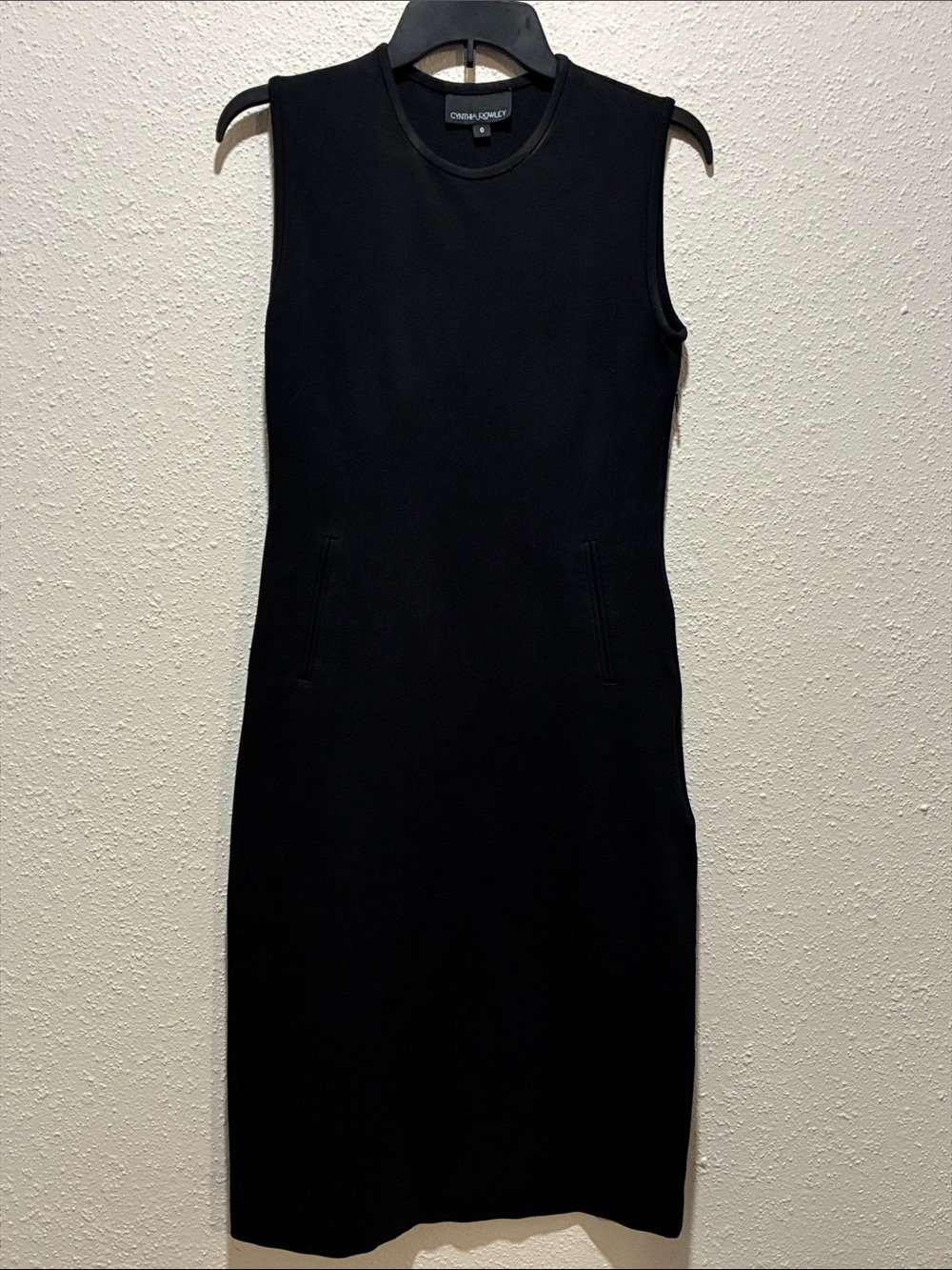Cynthia Rowley Black Sleeveless Midi Sheath Dress